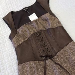 Bebe Faux Leather Shift Tie Dress  SX 2
